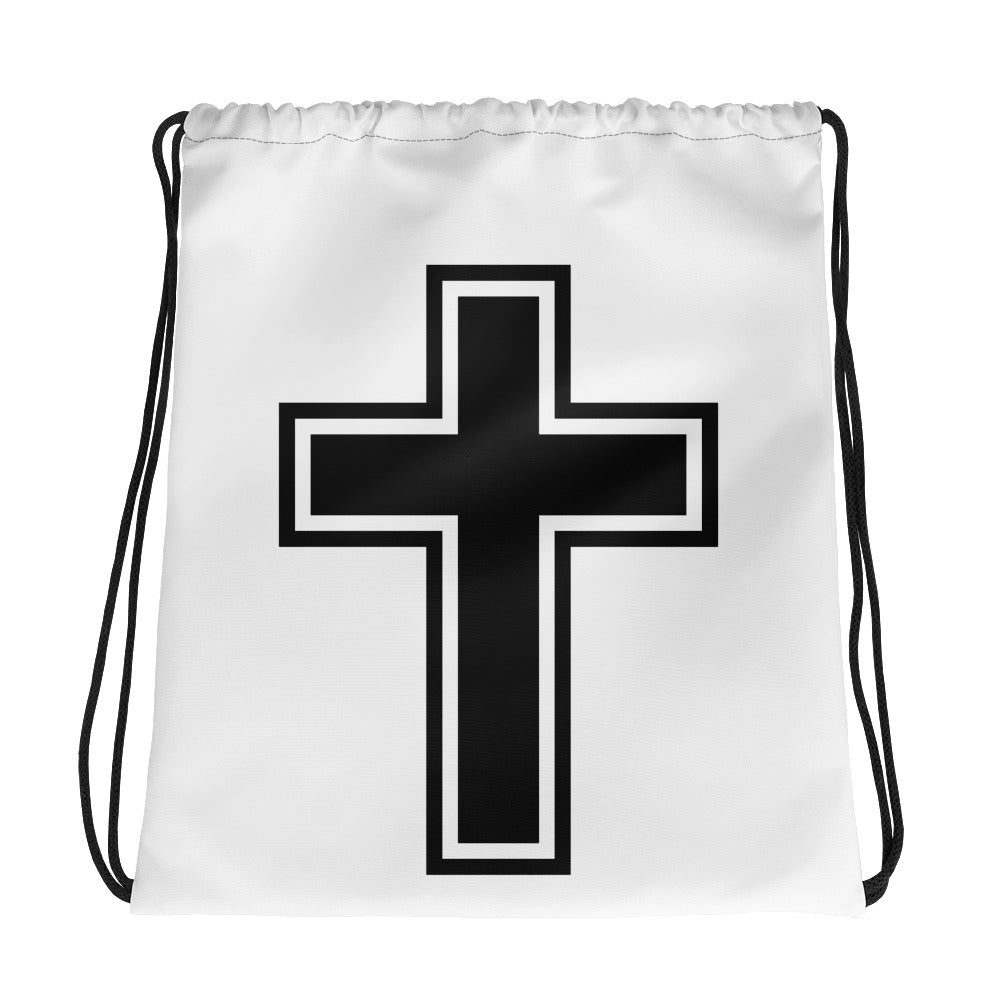 Cross Black Drawstring Bag - Inspirational Expressions