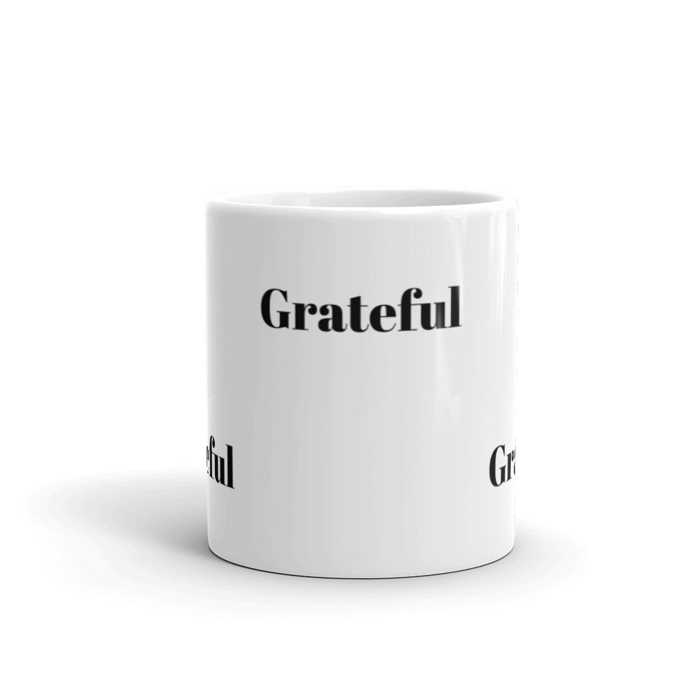 Grateful White Glossy Mug - Inspirational Expressions