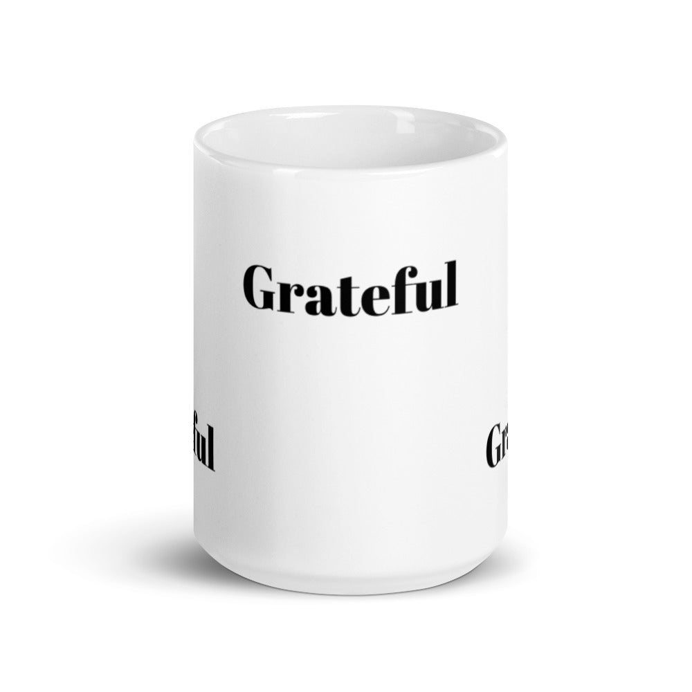 Grateful White Glossy Mug - Inspirational Expressions
