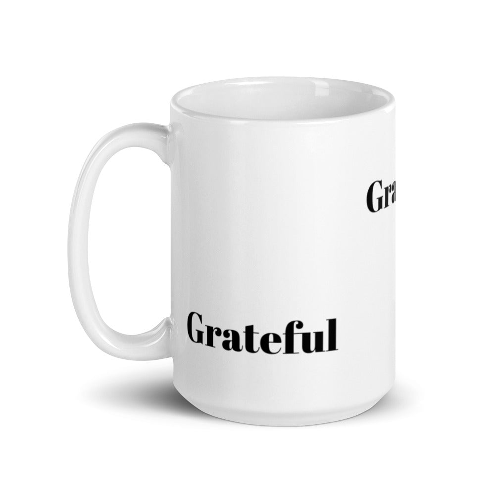 Grateful White Glossy Mug - Inspirational Expressions