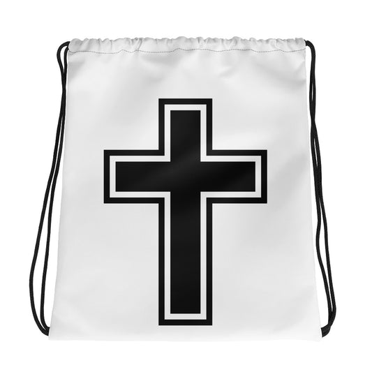 Cross Black Drawstring Bag - Inspirational Expressions 