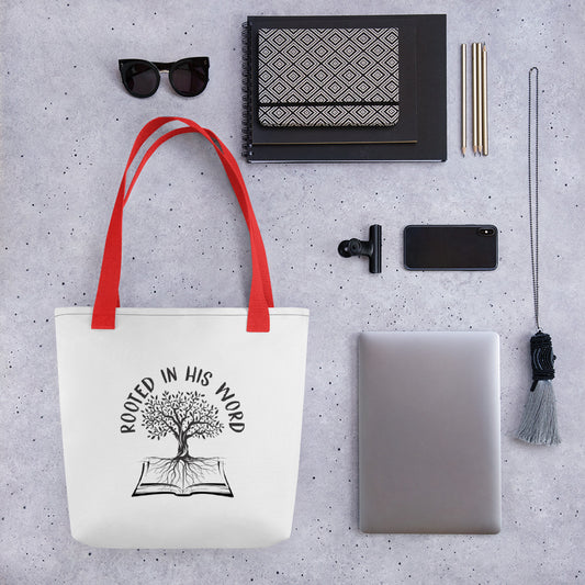 Rooted In HIs Word Tote Bag - Inspirational Expressions 