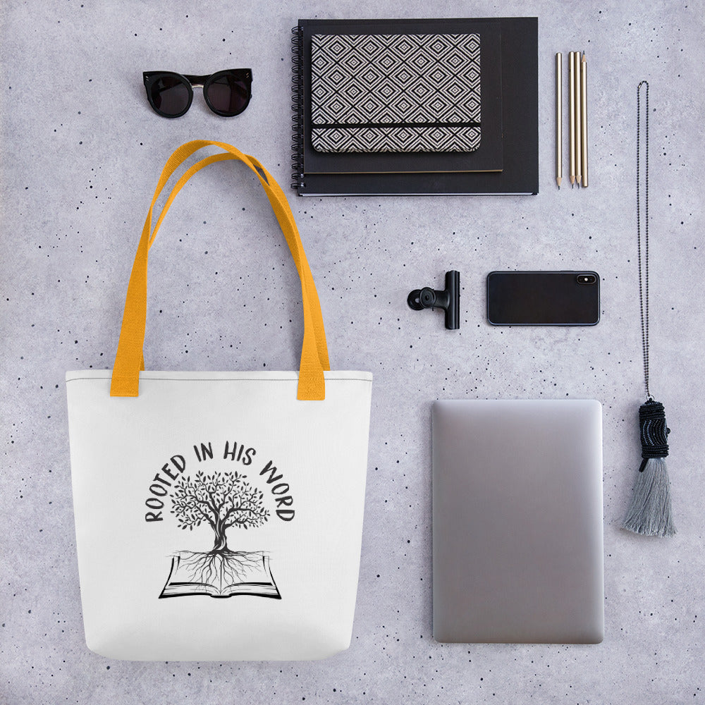 Rooted In HIs Word Tote Bag - Inspirational Expressions 