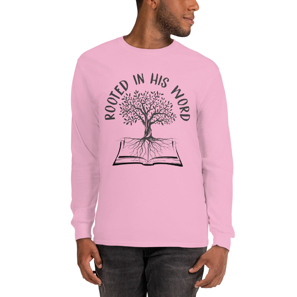 Rooted In His Word Men’s Long Sleeve Shirt - Inspirational Expressions 