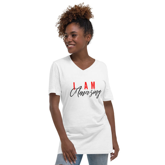 I AM Amazing  V-Neck T-Shirt - Inspirational Expressions 