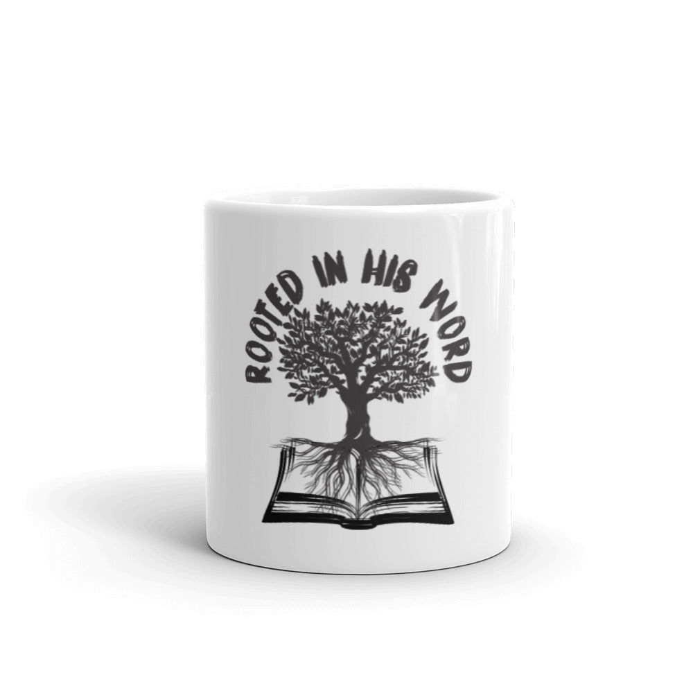 Rooted In His Word White GLOSSY mug - Inspirational Expressions 