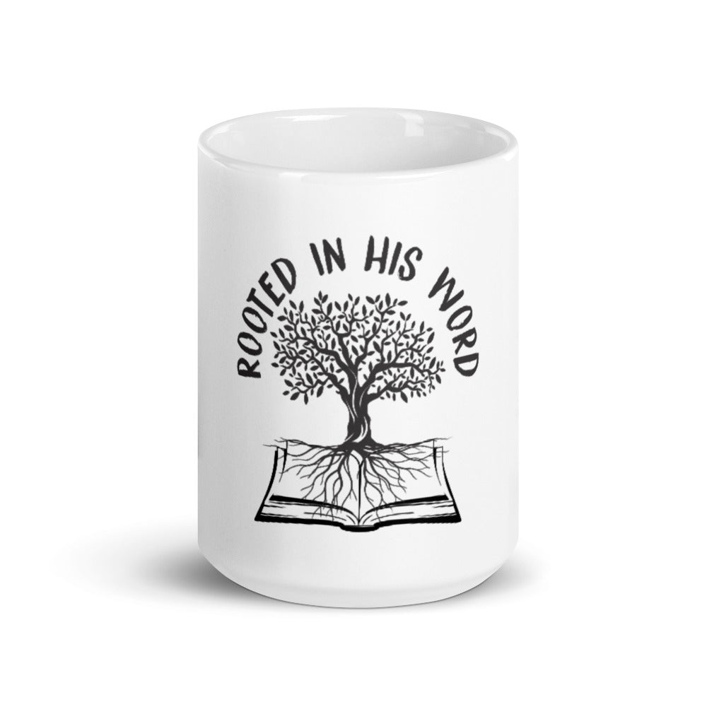 Rooted In His Word White GLOSSY mug - Inspirational Expressions 