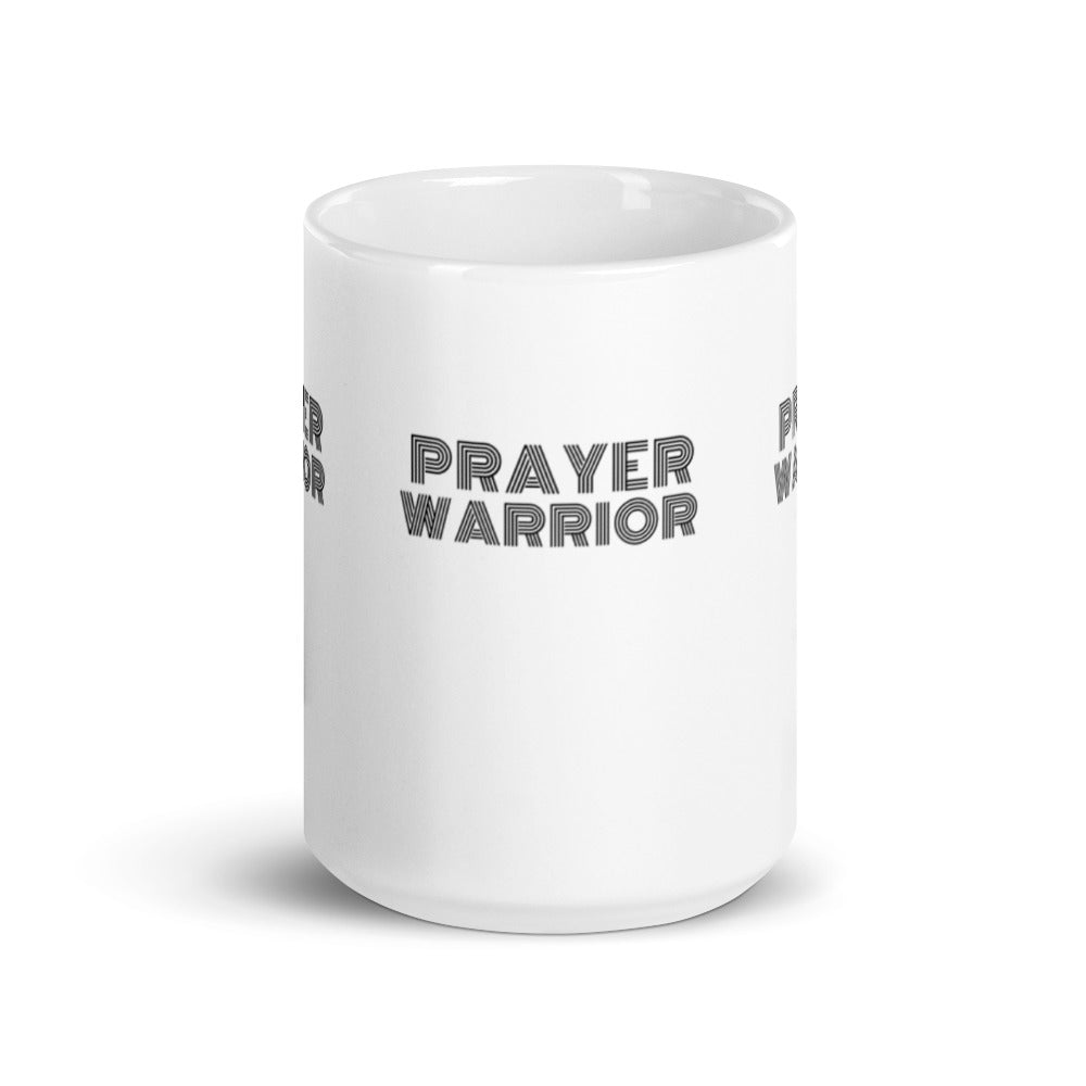 Prayer Warrior White Glossy White Mug - Inspirational Expressions 