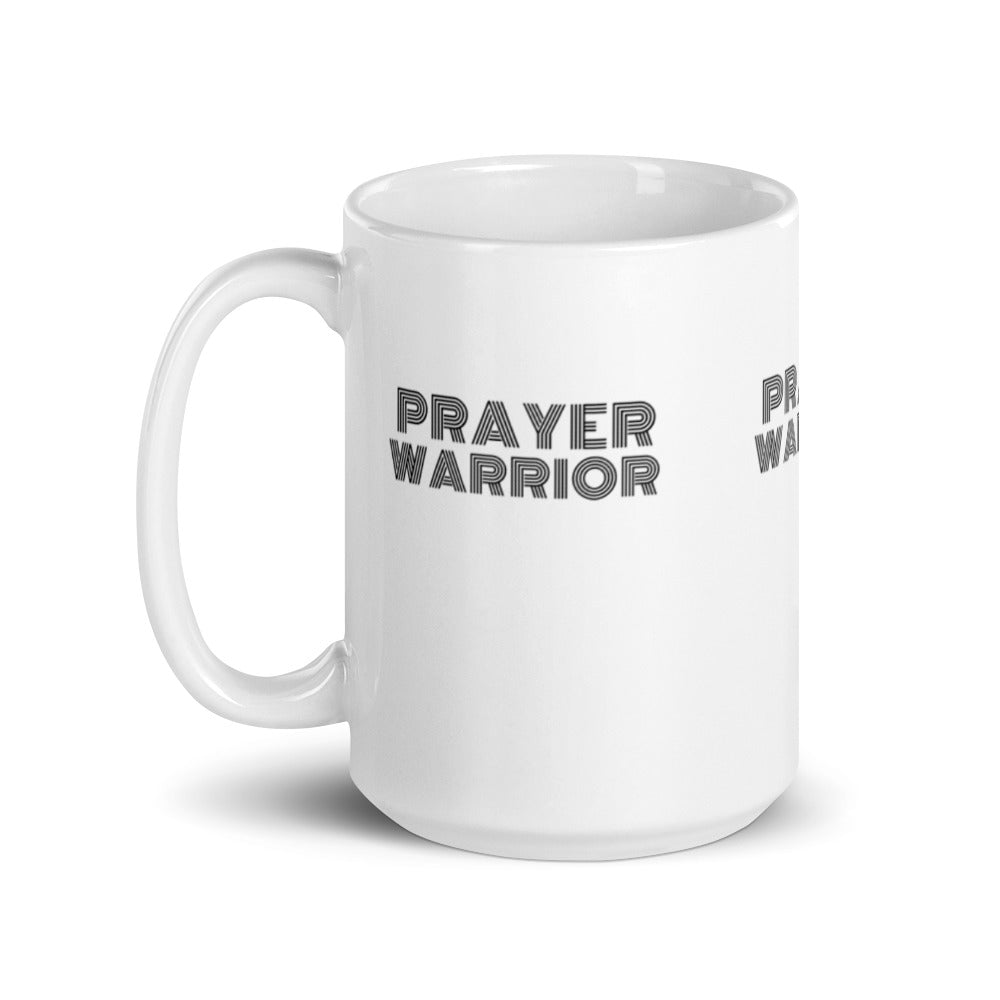 Prayer Warrior White Glossy White Mug - Inspirational Expressions 