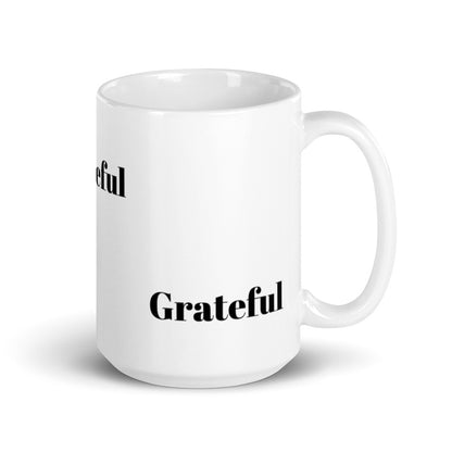 Grateful White Glossy Mug - Inspirational Expressions 